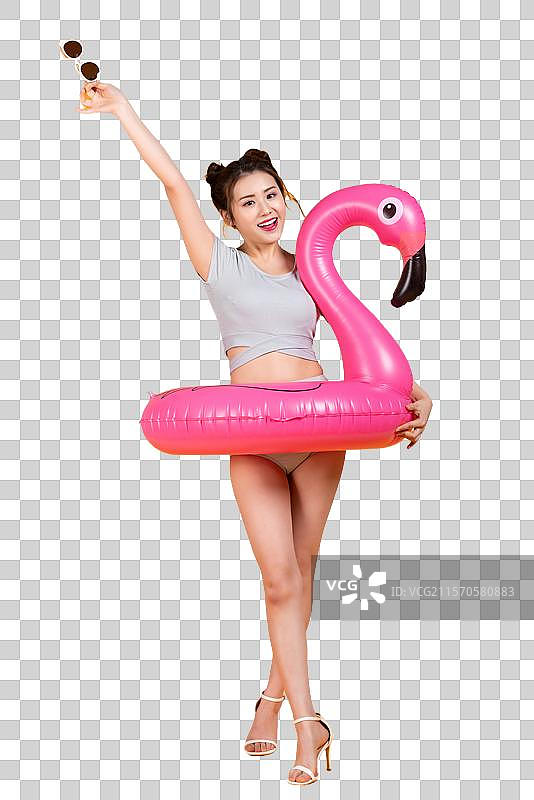 棚拍泳装年轻女子图片素材