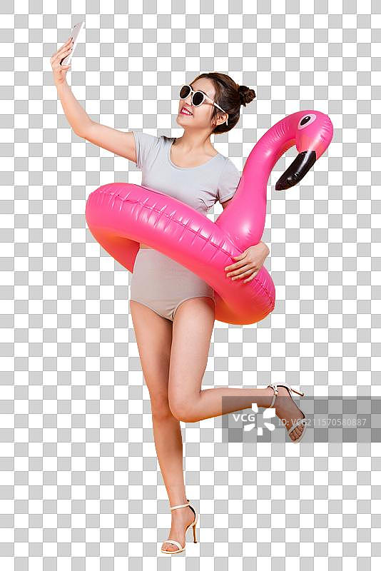 棚拍泳装年轻女子图片素材