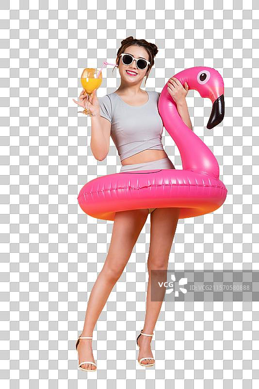 棚拍泳装年轻女子图片素材