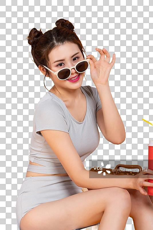 棚拍泳装年轻女子图片素材