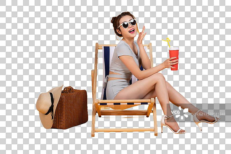 棚拍泳装年轻女子图片素材