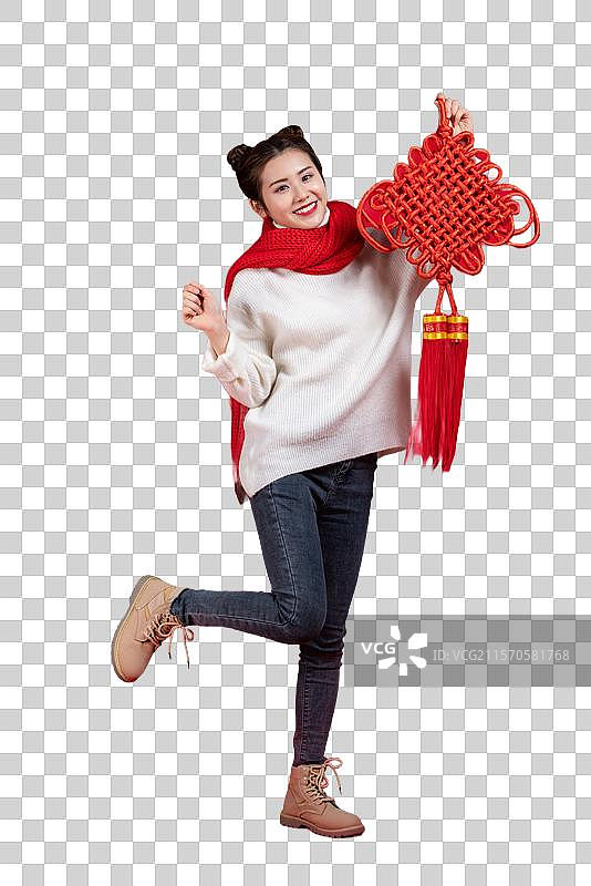 年轻快乐女子庆祝新年图片素材