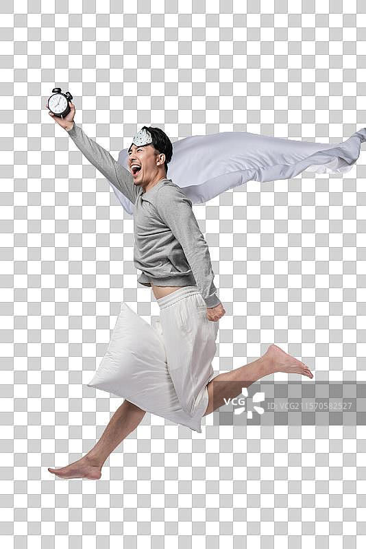 年轻男子和钟表图片素材