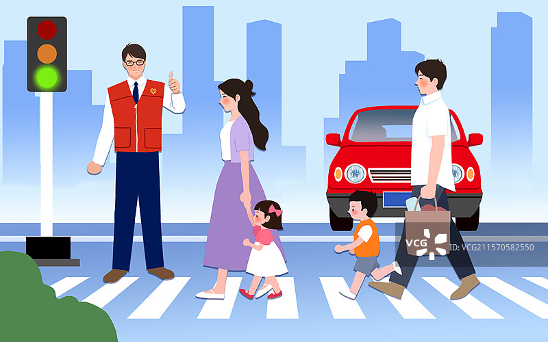 遵守交通规则插画图片素材