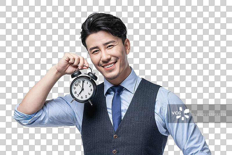 商务男士拿着闹钟图片素材