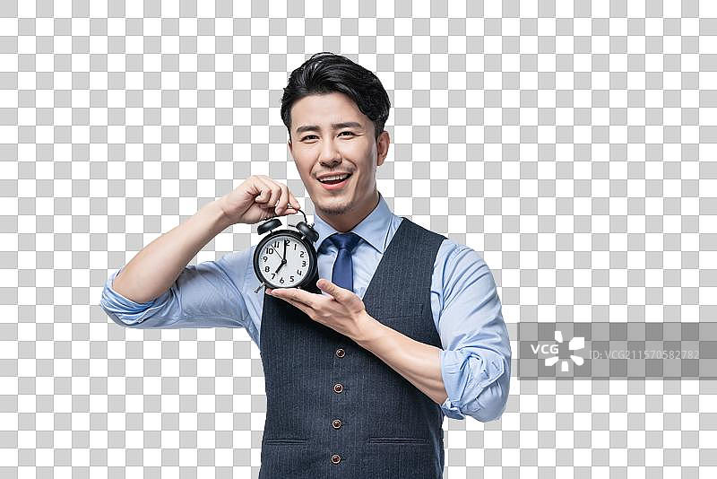 商务男士拿着闹钟图片素材