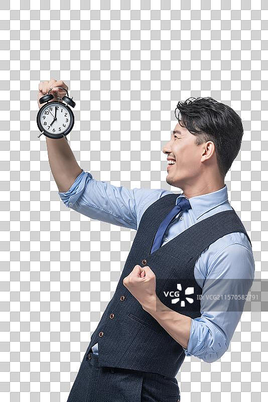 商务男士拿着闹钟图片素材