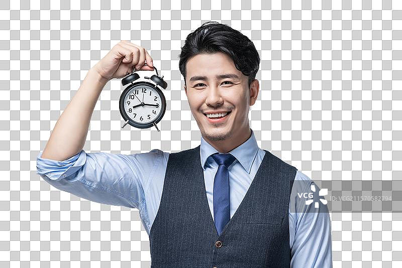 商务男士拿着闹钟图片素材