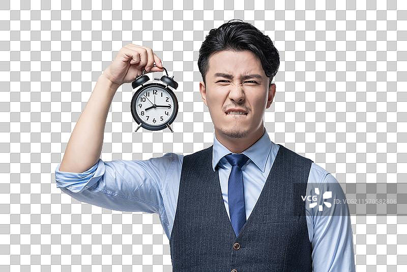 商务男士拿着闹钟图片素材