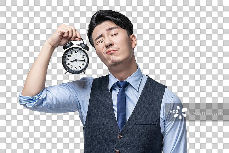 商务男士拿着闹钟图片素材