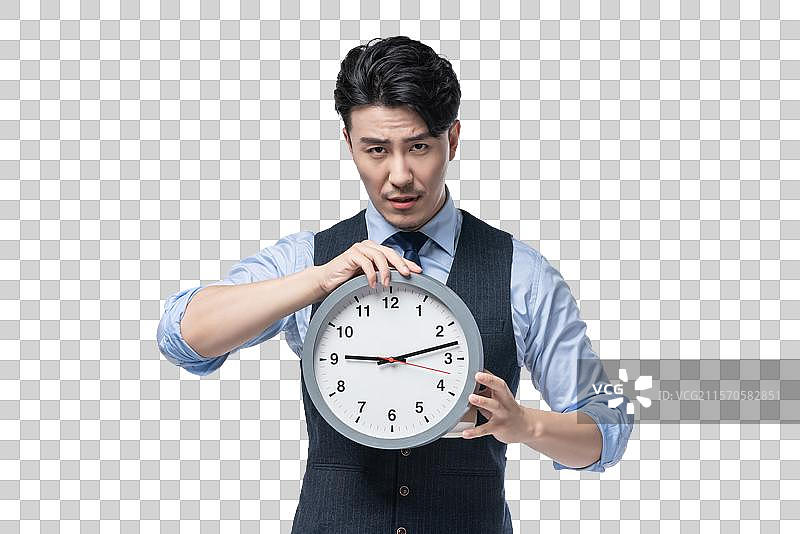 商务男士拿着时钟图片素材