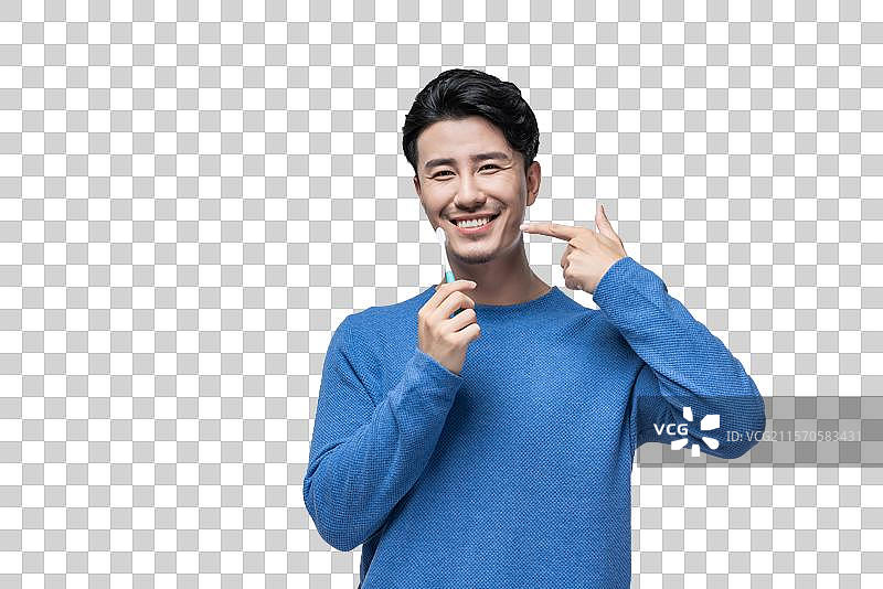 年轻男子刷牙图片素材