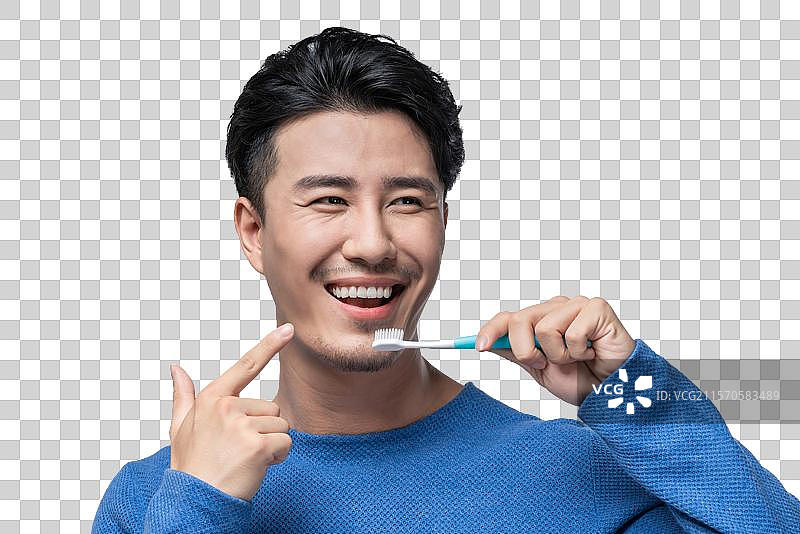 年轻男子刷牙图片素材