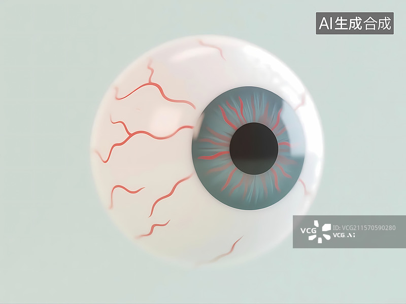 【AI数字艺术】布满红血丝眼球3D卡通插画图片素材