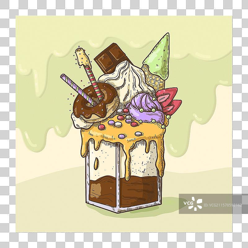 手绘怪兽奶昔概念图片素材