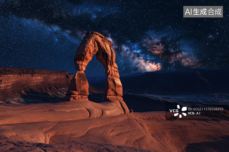 【AI数字艺术】沙漠上空美丽的银河图片素材