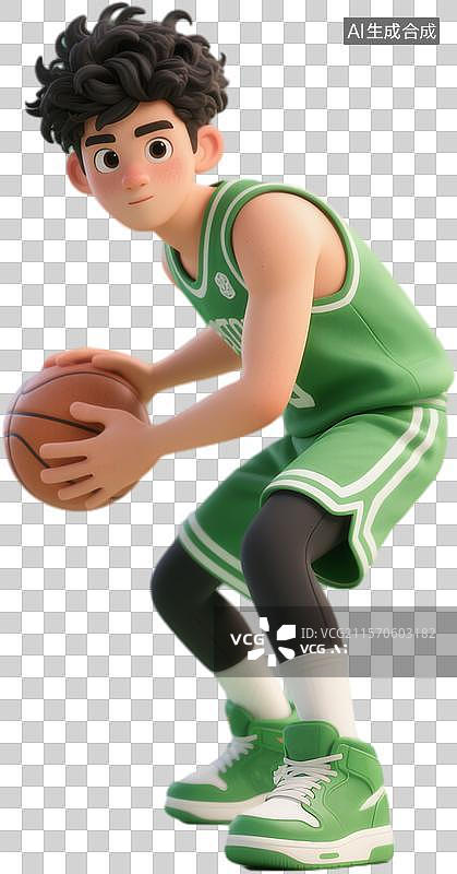 【AI数字艺术】3D卡通男孩打篮球免扣素材透明底套图图片素材