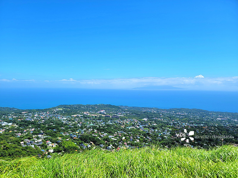 日本静冈县伊东市，从大室山眺望伊豆半岛和相模湾图片素材