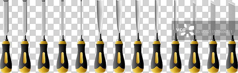 一套木工手动凿子工具图片素材