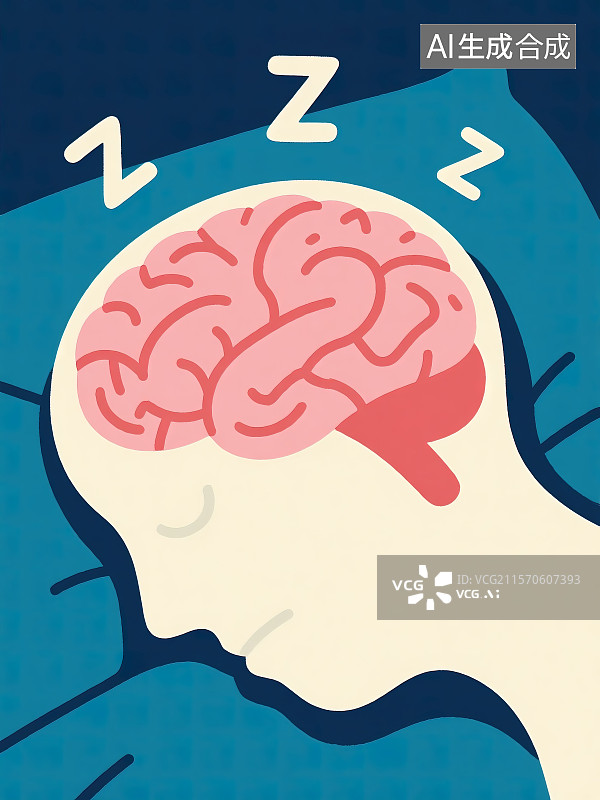 【AI数字艺术】睡眠不足的大脑插画图片素材