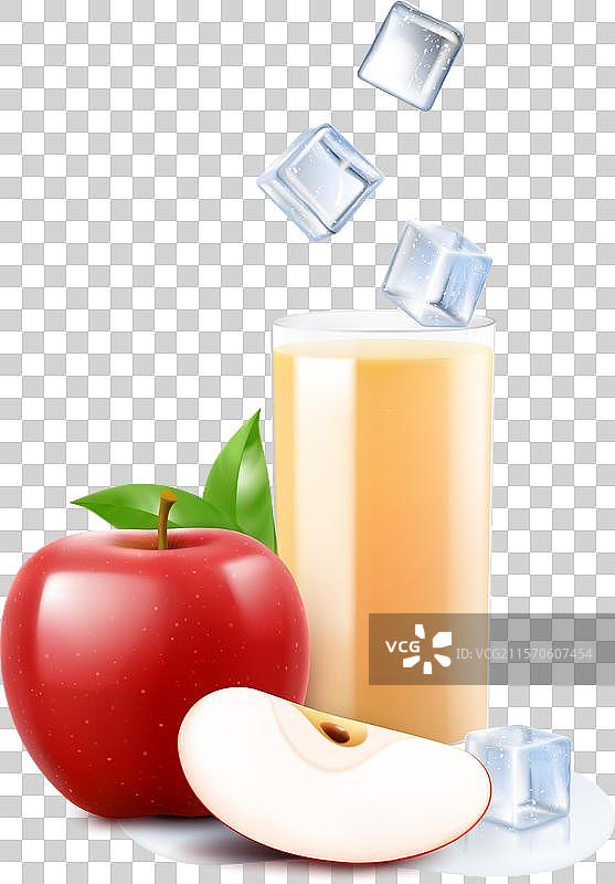 一杯新鲜的苹果汁或冰沙，里面加了冰块图片素材