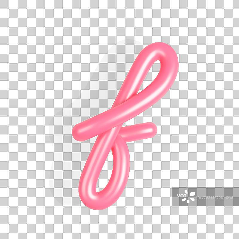 浅色背景上的3D粉色小写字母f图片素材