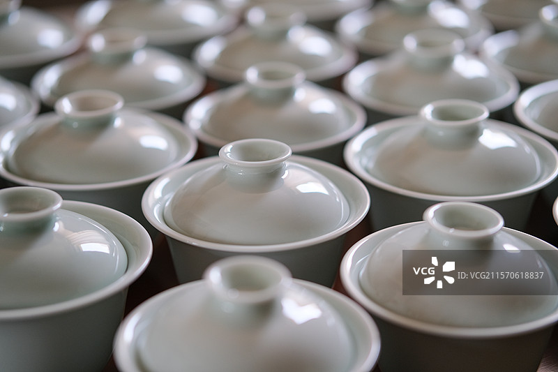 盖碗茶器一堆盖碗集合图片素材