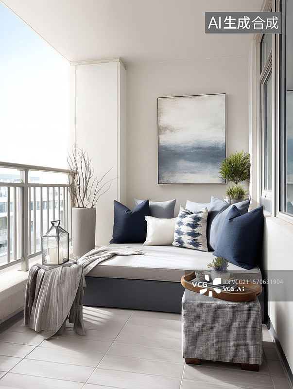 【AI数字艺术】阳台休闲角落布置图片素材