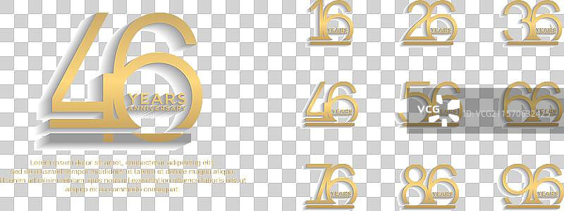 棕色背景上的金色周年纪念标志组合图片素材