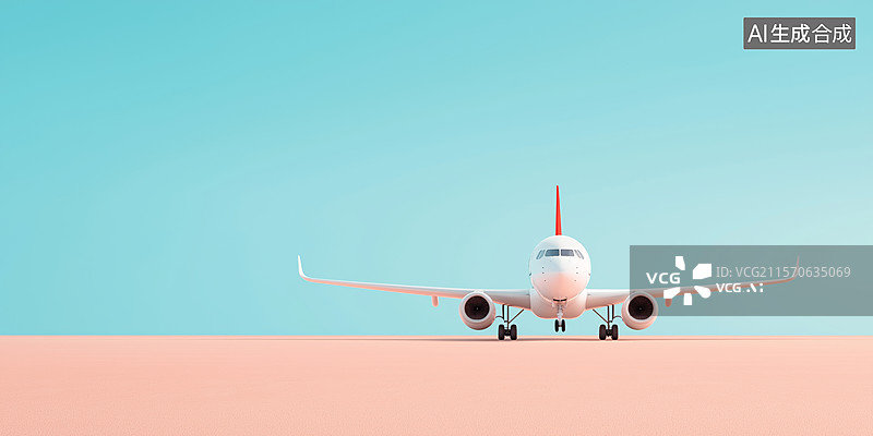 【AI数字艺术】清新风格飞机航拍图图片素材