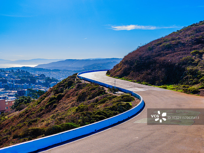 双子峰俯瞰旧金山海湾城市风光图片素材