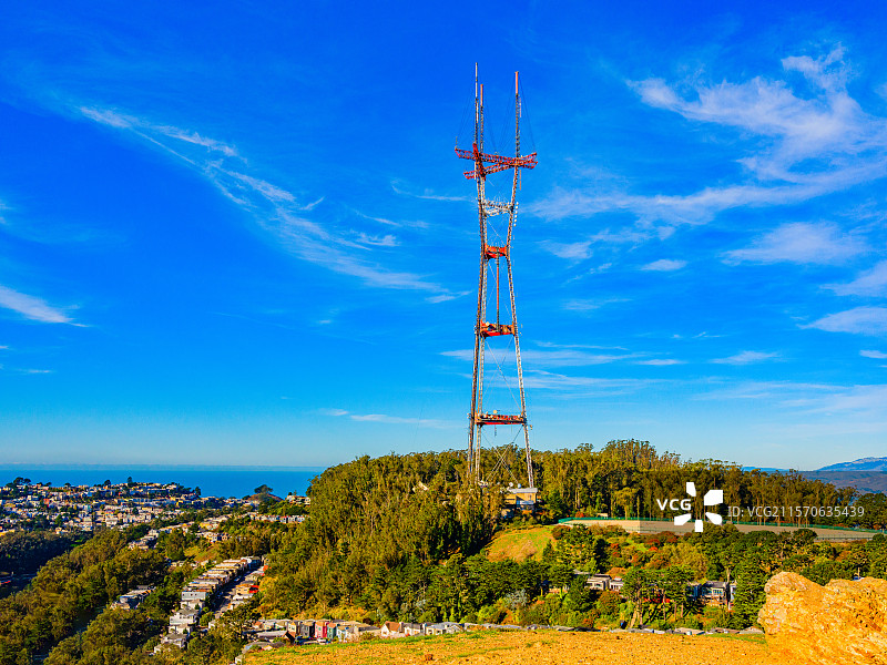 双子峰俯瞰旧金山海湾城市风光图片素材