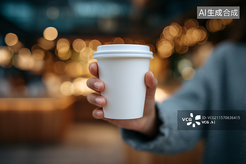 【AI数字艺术】手拿白色咖啡杯图片素材