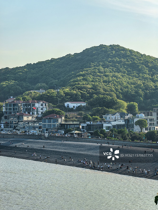 舟山小乌石塘风景区鹅卵石沙滩海景风光图片素材