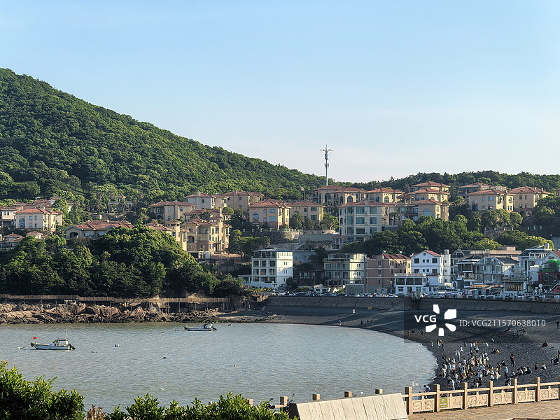 舟山小乌石塘风景区鹅卵石沙滩海景风光图片素材