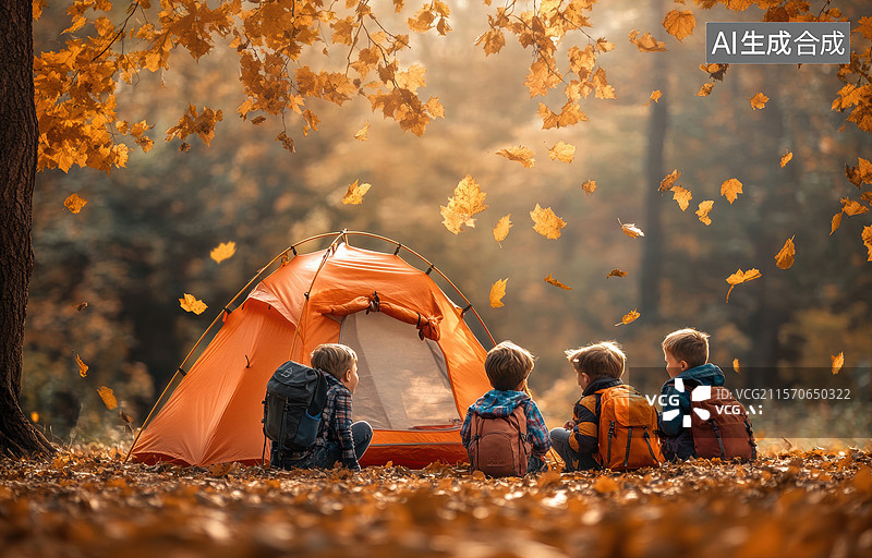 【AI数字艺术】秋日露营欢乐时光图片素材