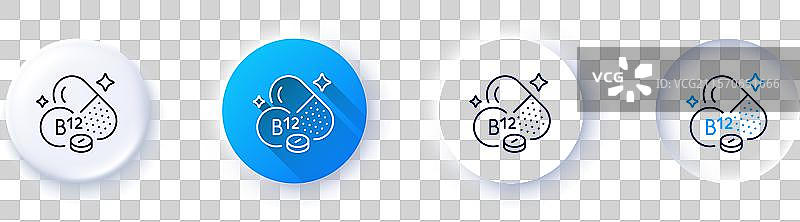 维生素B12线条图标，钴胺素食品营养素图片素材