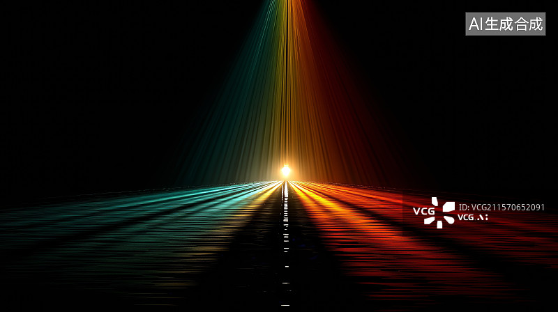 【AI数字艺术】光束在水面上的反射图片素材