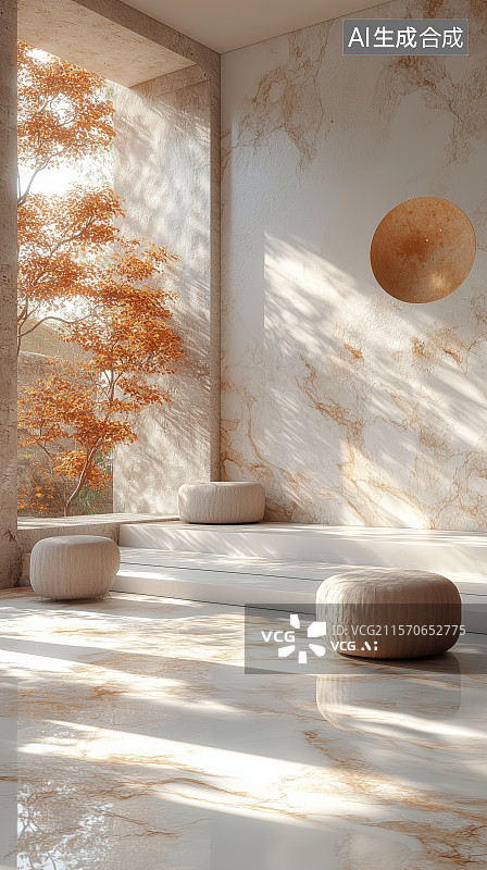 【AI数字艺术】建筑室内空间产品展台场景图片素材