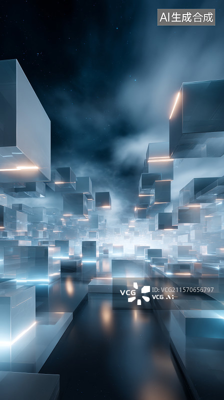 【AI数字艺术】科技光线背景，大数据互联网科技图片素材