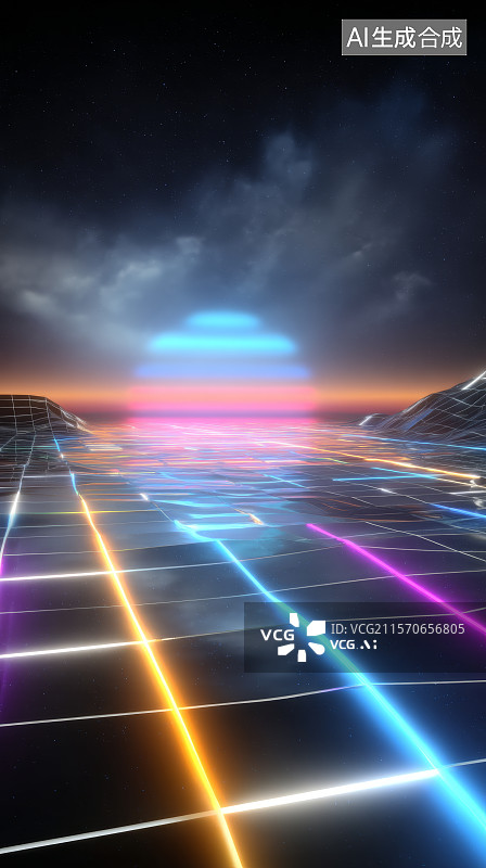 【AI数字艺术】科技光线背景，大数据互联网科技图片素材