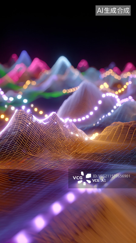 【AI数字艺术】科技光线背景，大数据互联网科技图片素材