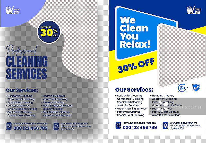 清洁服务宣传单A4尺寸模板图片素材