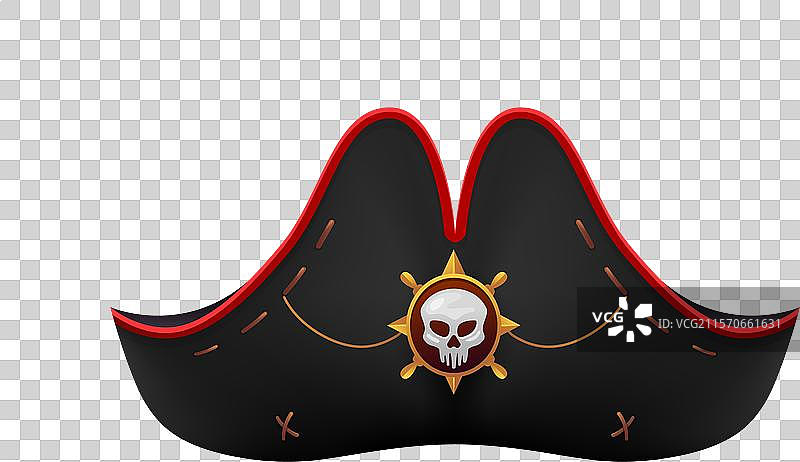 卡通海盗帽，三角帽上有骷髅图案图片素材