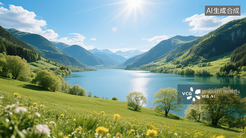 【AI数字艺术】春日山水高清风光图片素材
