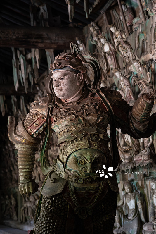 山西晋中平遥双林寺中都寺千手观音韦陀像图片素材