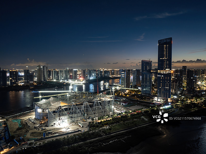 南沙灵山岛尖夜景图片素材