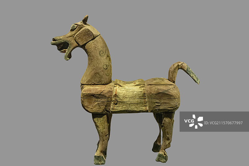 内蒙古博物院“边关岁月”展：彩绘木马（汉，内蒙古博物院藏）图片素材