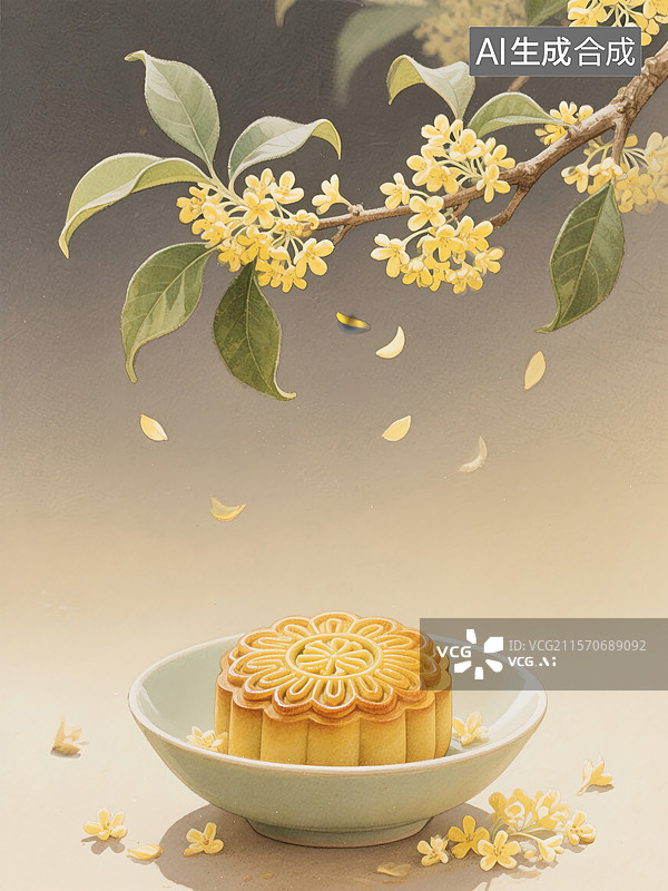 【AI数字艺术】中秋月饼桂花香图片素材