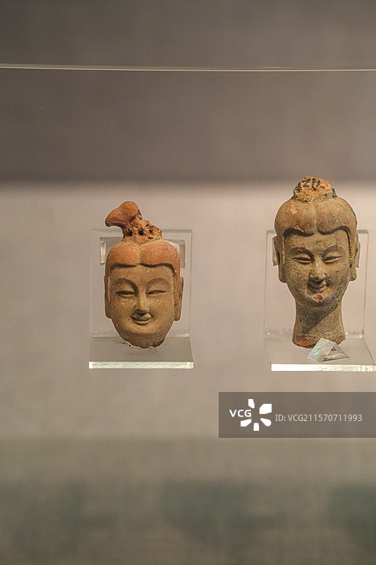 北魏 泥塑梳髻头像 永宁寺塔基出土 洛阳博物馆图片素材